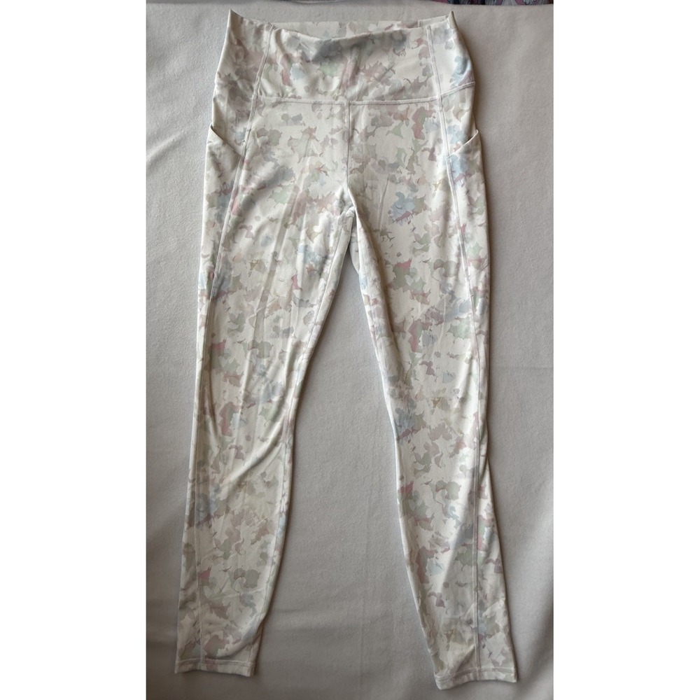 Fabletics PureLuxe large Floral Watercolor Leggings Side Pockets High Rise‎ Yoga